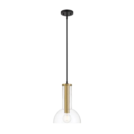 Designers Fountain Nova 60 Watt 1 Light Matte Black Pendant with Clear Seedy Glass Shade D283M-10P-MB